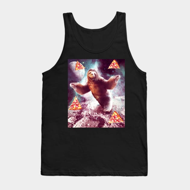 Funny Space Sloth With Pizza Tank Top by Random Galaxy